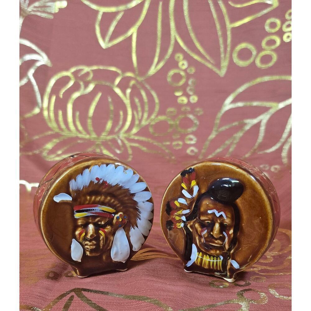 Wales Vintage Native American Chief Salt & Pepper Shakers
